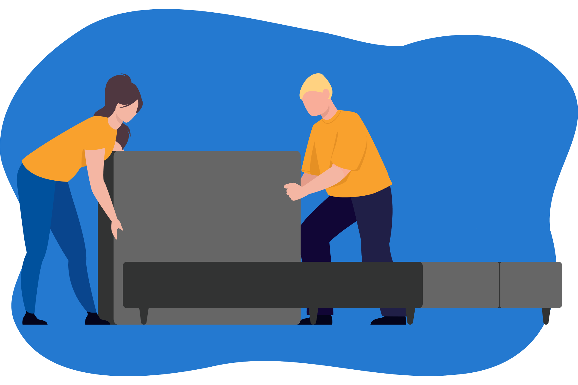 Duas pessoas em processo de montagem de cama IKEA